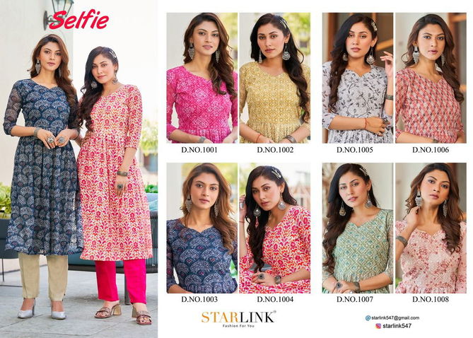 Starlink Selfie Wholesale Georgette Designer Kurtis Catalog